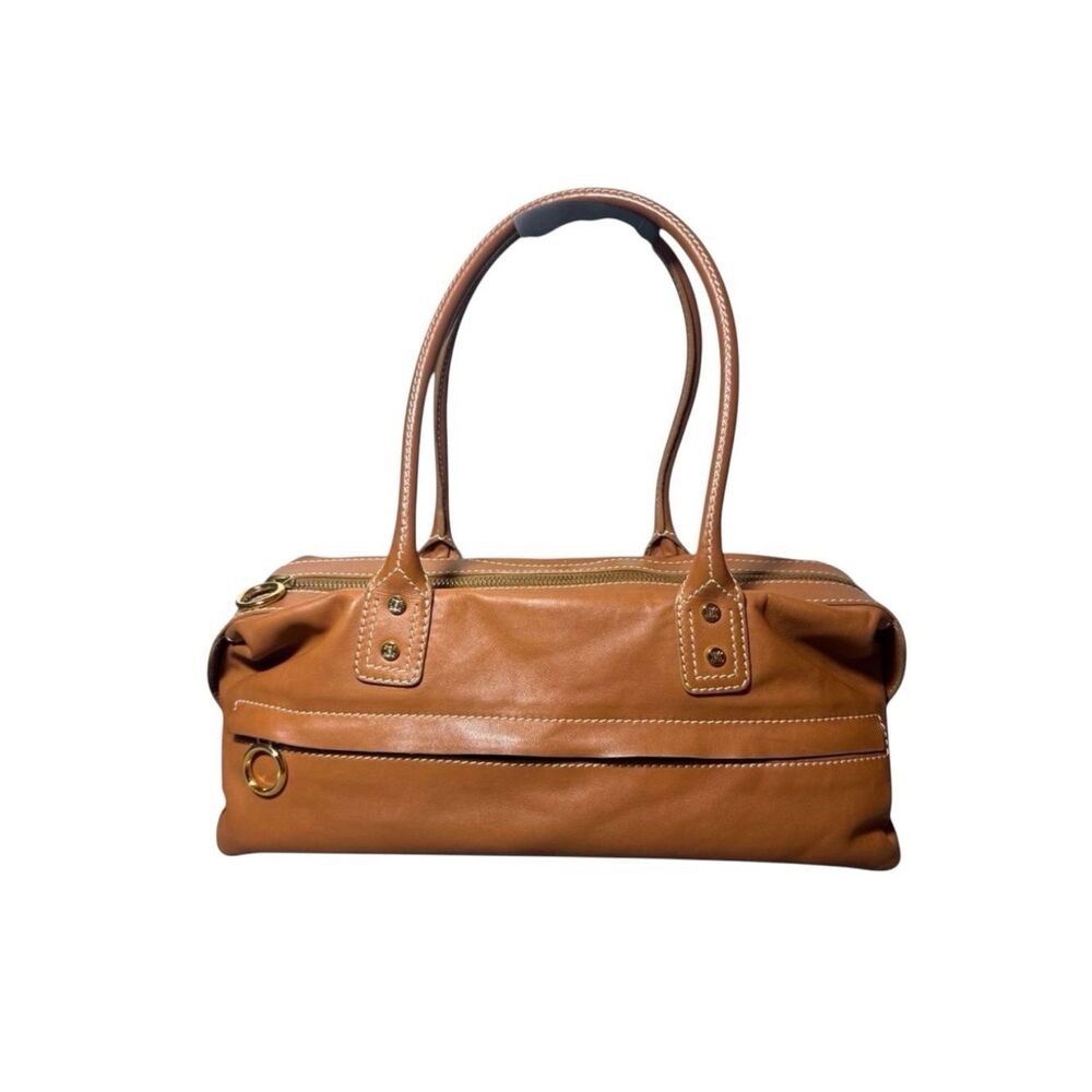 CELINE Caramel Brown Triomphe East West Shoulder Bag Boston Bag Auth Vintage